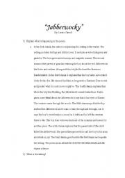 English worksheet: Jabberwocky Review