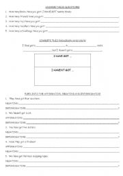 English worksheet: Have / Has got