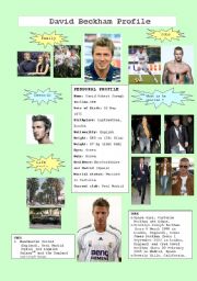 English Worksheet: David Beckham Profile