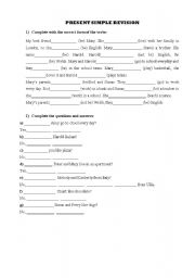 English Worksheet: Simple Present Revision 