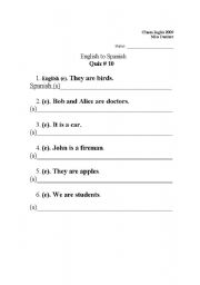 English worksheet: from english to spanish