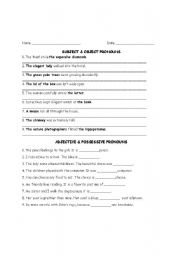 English Worksheet: all pronouns