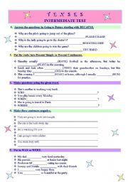 TENSES - revision test for intermediate kids