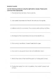 English worksheet: Relative Clauses 