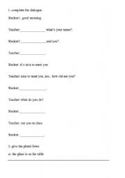 English worksheet: evaluation guide