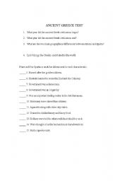 English Worksheet: Ancient Greece Test