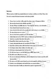 English Worksheet: Correcting Sentences