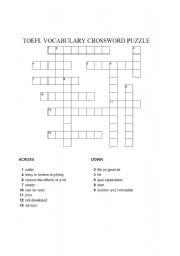 English worksheet: TOEFL Crossword Puzzle