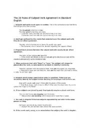 English Worksheet: Subject Verb Agreement