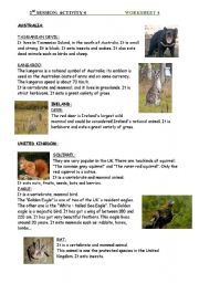 English worksheet: english speaking countries: animals