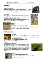 English Worksheet: english speaking countries: animals