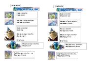 English Worksheet: Monsters inc with verb to be.