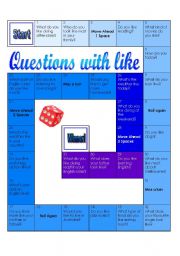 English Worksheet: Questions with like_Board Game