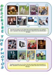 English Worksheet: Describe and compare the photos - speaking activity for intermediate+ Ss