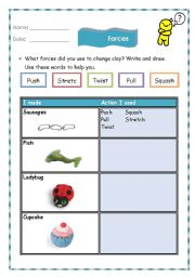 English worksheet: forces