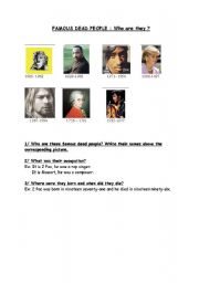 English worksheet: Famous dead people