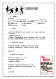 English Worksheet: hard days night