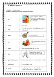 English Worksheet: COOKING VERBS