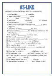 English Worksheet: AS-LIKE