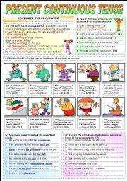 English Worksheet: PRESENT CONTINUOUS TENSE