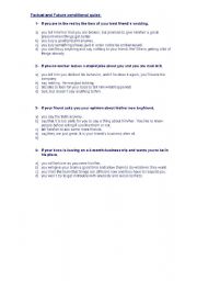 English worksheet: Factual and First Conditional quizz