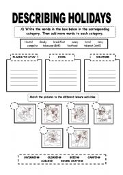 English Worksheet: Describing holidays