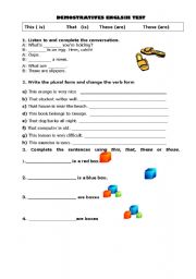 English worksheet: Demonstrative Adjectives