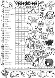 English Worksheet: VEGETABLES PUZZLE