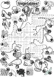 English Worksheet: VEGETABLES CRISS - CROSS PUZZLE