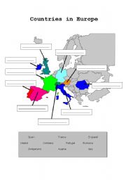 English Worksheet: Countries in Europe