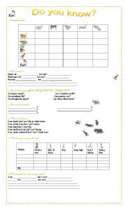 English Worksheet: do you know? animals. Can Can`t