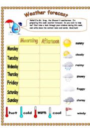 English Worksheet: Weather forecast with Mr. Drop