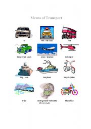 English Worksheet: Means of transport