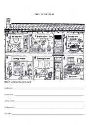 English Worksheet: parts of the house