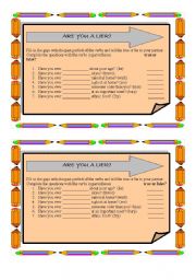 English Worksheet: are you a liar?