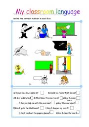 English Worksheet: My classroom language