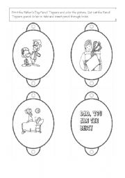 English worksheet: Fathers Day Pencil Toppers ,  