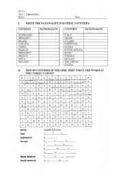 English Worksheet: nationalities