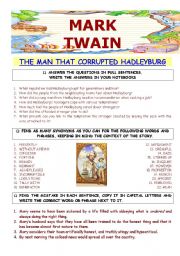 English Worksheet: M. Twains THE MAN THAT CORRUPTED HADLEYBURG