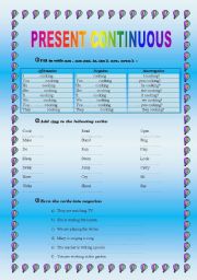 English Worksheet: PRESENT CONTINUOUS 