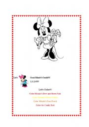 English Worksheet: Minnie Coloring Sheet