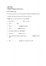 English Worksheet: Present Continuos Exercise