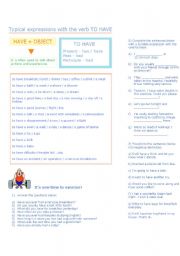 English Worksheet: Typical expressions with the verb TO HAVE