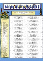 English Worksheet: Kitchen WhatChaMaCallits 3:Word Search