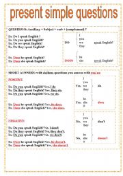English Worksheet: present simple - questions and short answers - verbs related to jobs and work