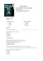 English Worksheet: Harry Potter and the order of Phoenix