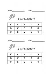 English Worksheet: I spy the letter V