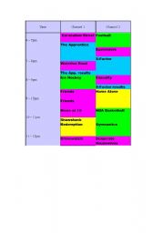 English worksheet: T V timetable