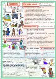 English Worksheet: Accidents and happy events.