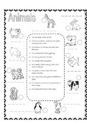 English Worksheet: Animals descriptions